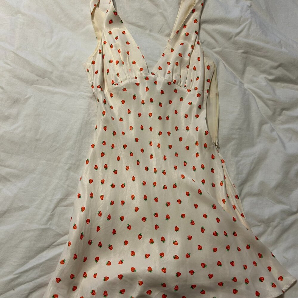 Zara Satin Strawberry Print Sundress Mini - Size small Never worn